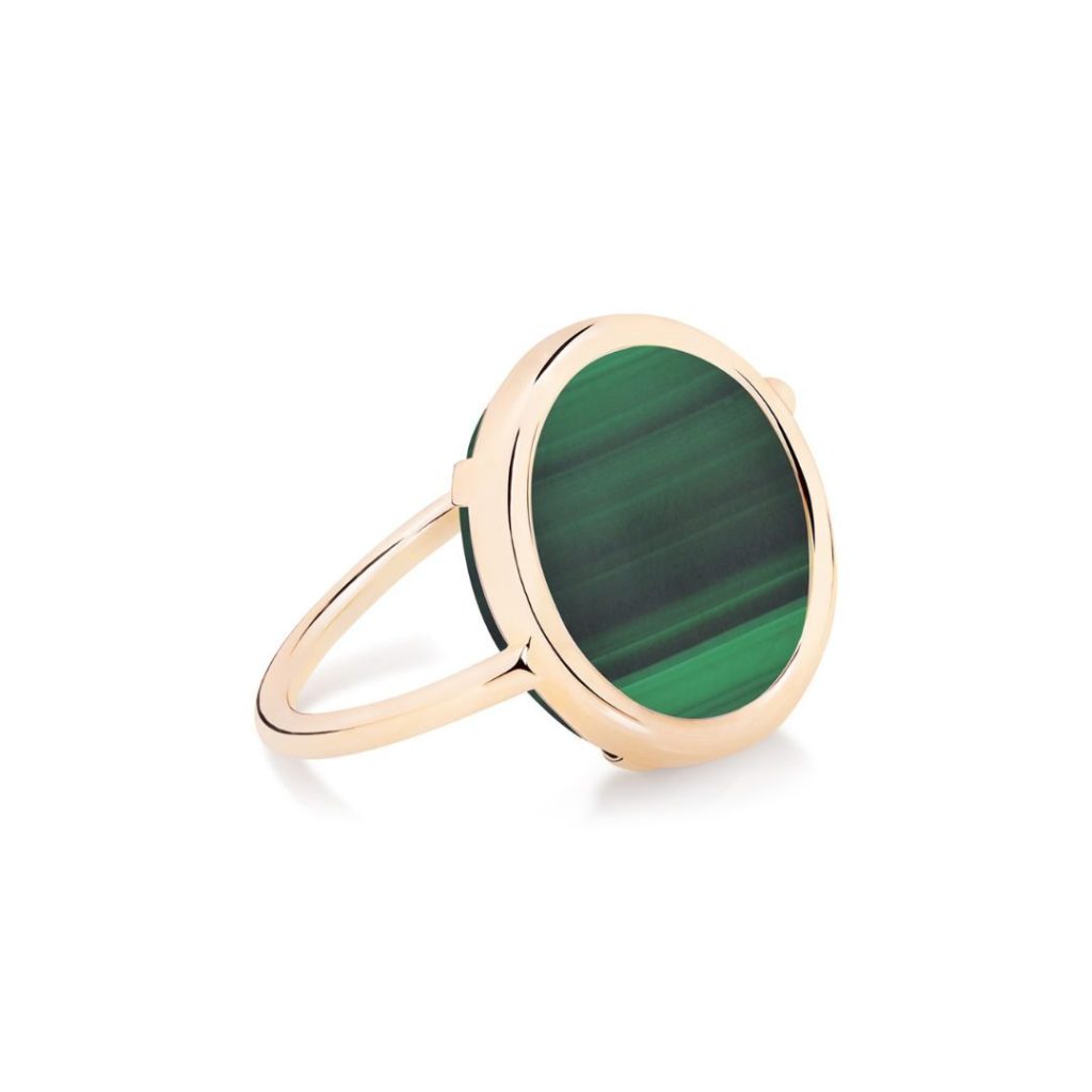 bague baby disc ring malachite, or rose, t 51