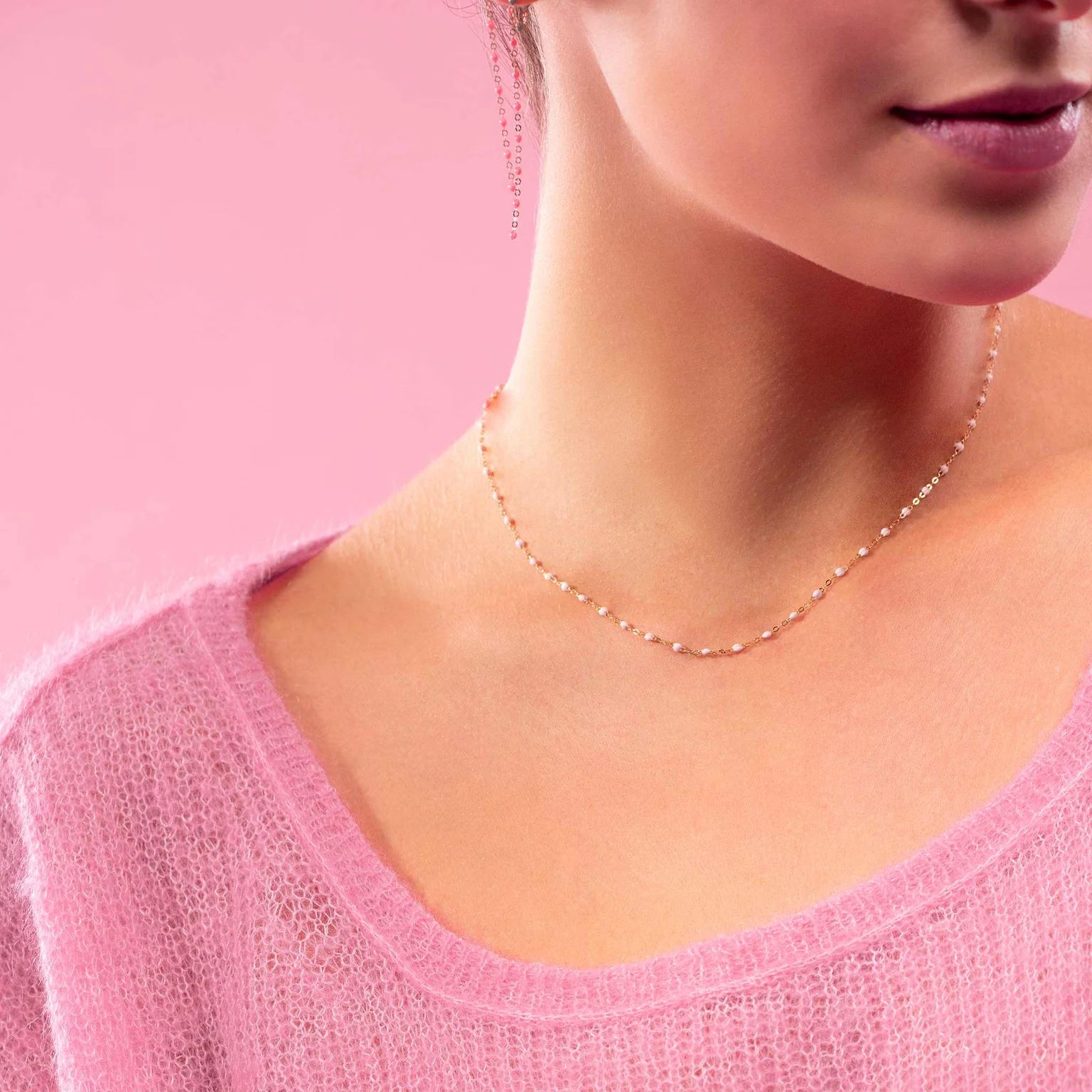 collier rose bébé classique gigi, or rose, 42 cm