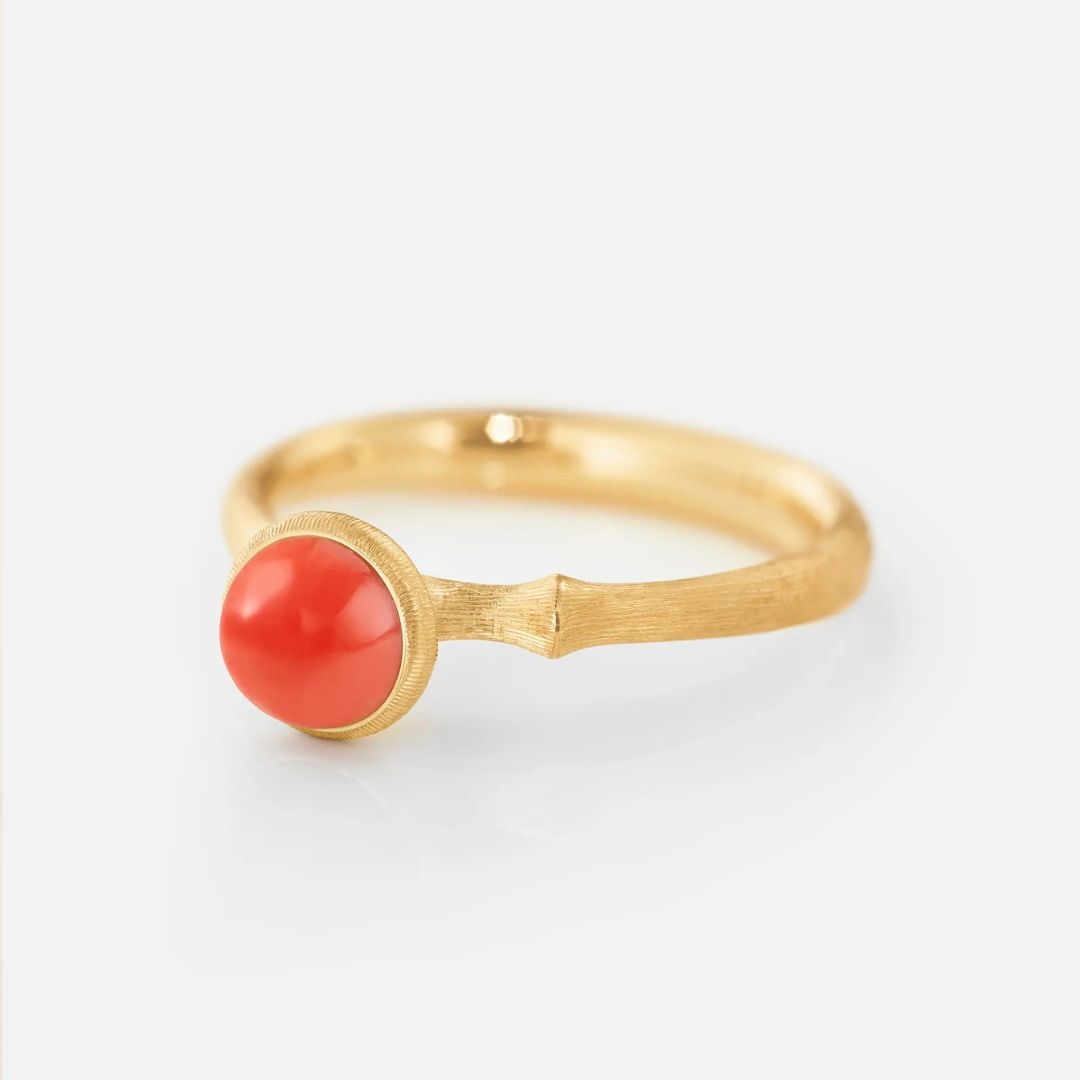 bague lotus 0 corail rouge, or jaune, t 52
