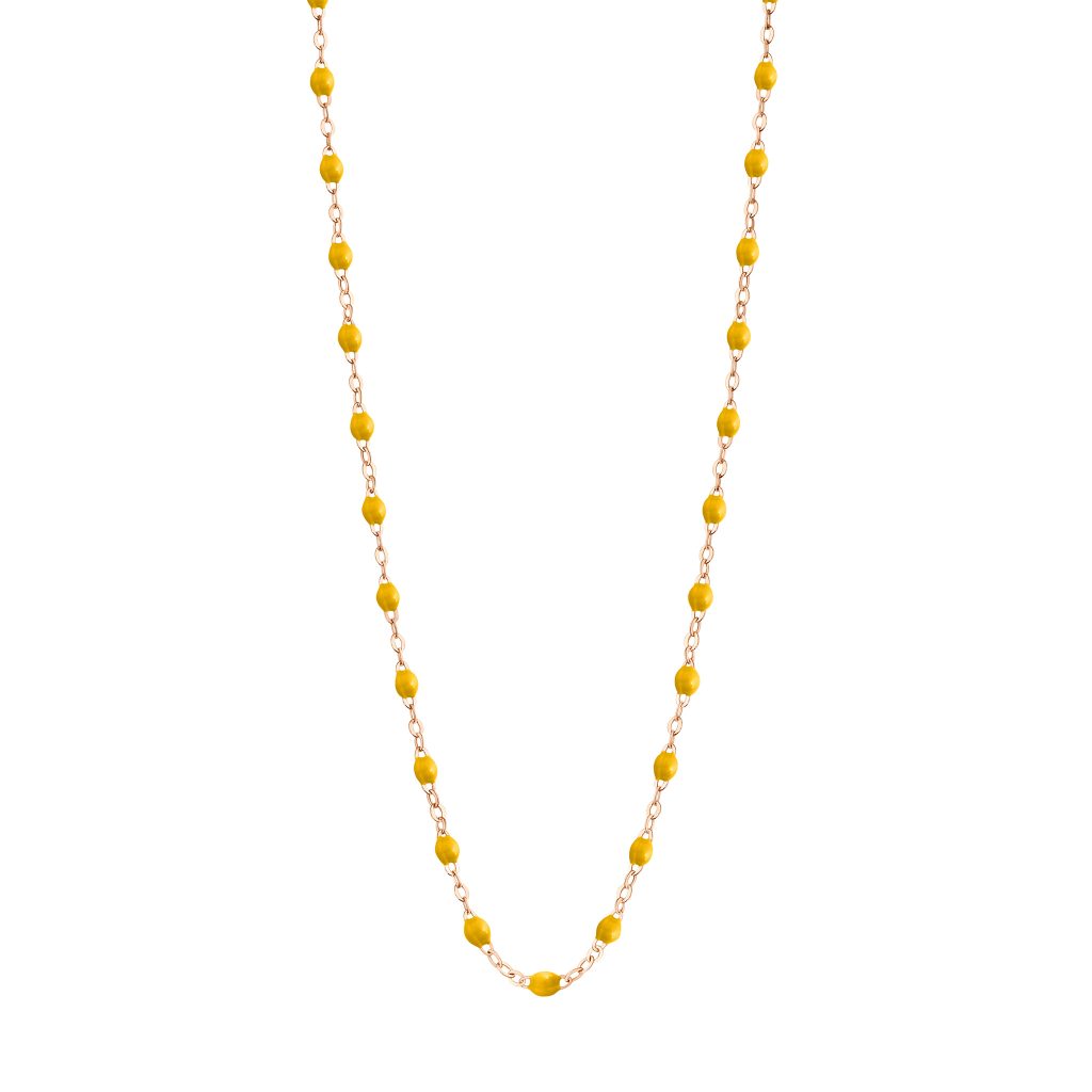 collier jaune canari classique gigi, or rose, 42 cm