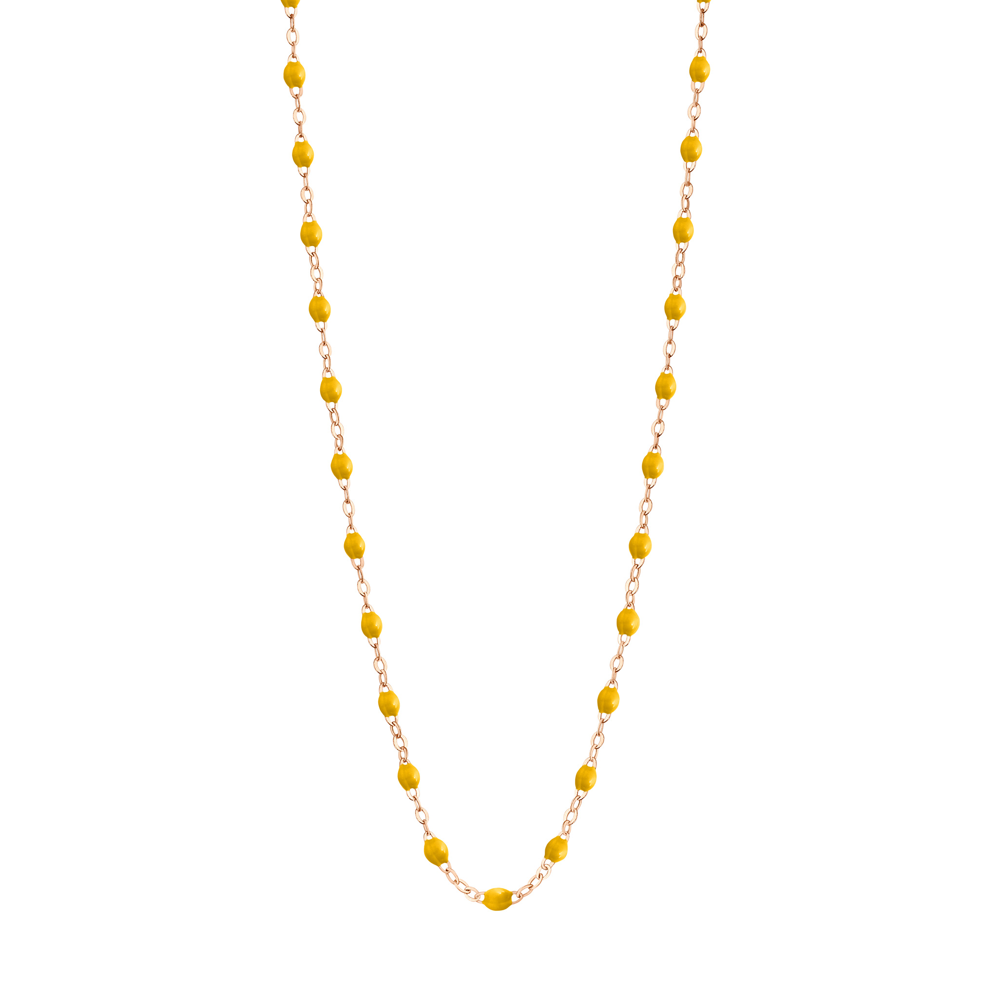collier jaune canari classique gigi, or rose, 42 cm
