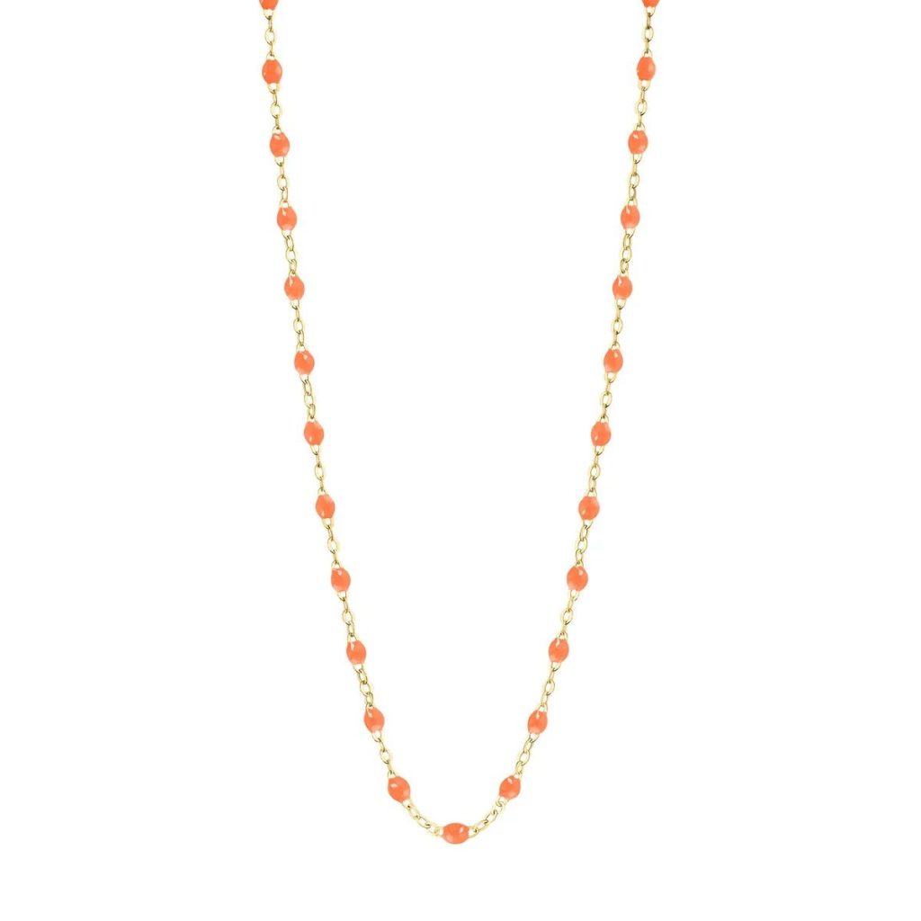 collier orange fluo classique gigi, or jaune, 42 cm
