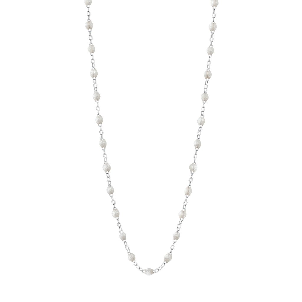 collier opale classique gigi, or blanc, 42 cm