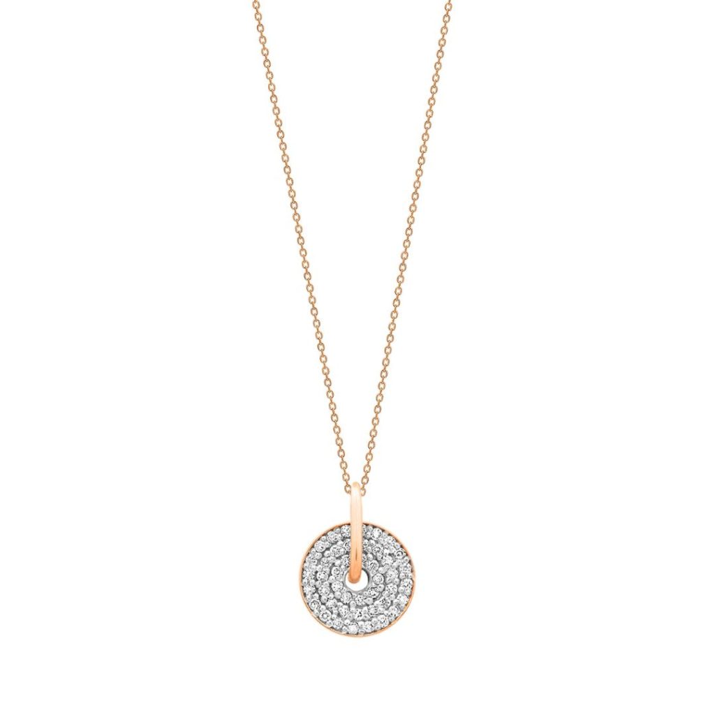 collier mini donut diamants, or rose