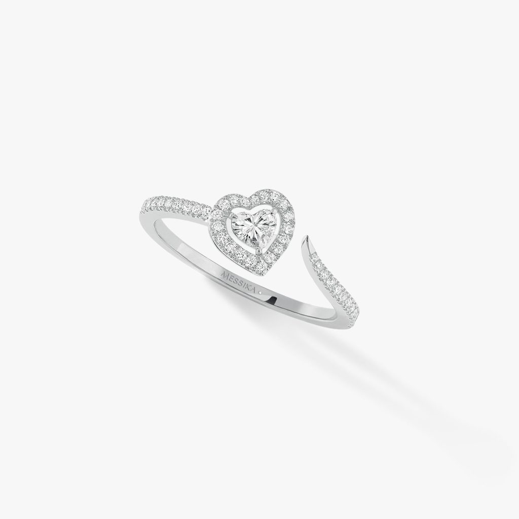 bague joy diamant cœur pavée, or blanc, t 54