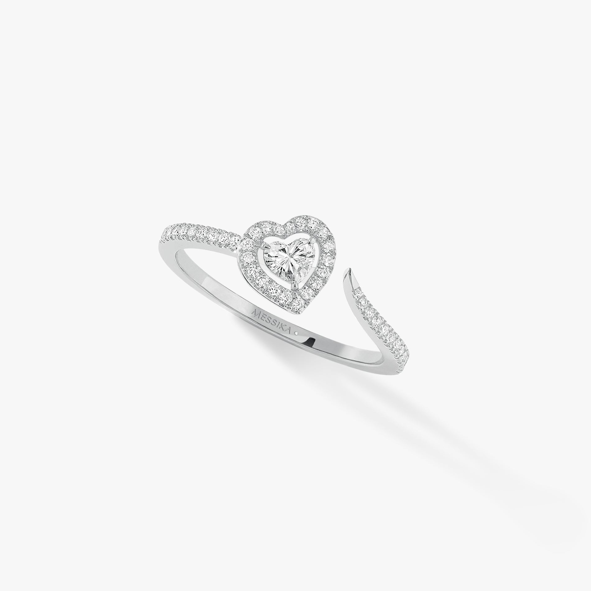 bague joy diamant cœur pavée, or blanc, t 54