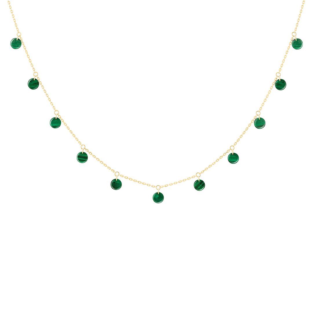 collier polka malachite, or jaune