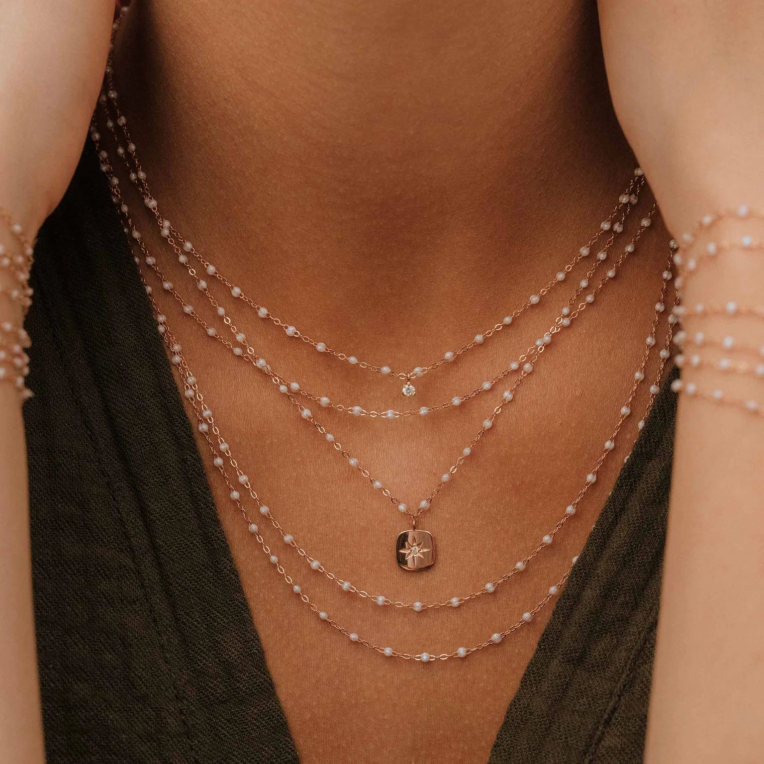 collier opale classique gigi, or jaune, 45 cm