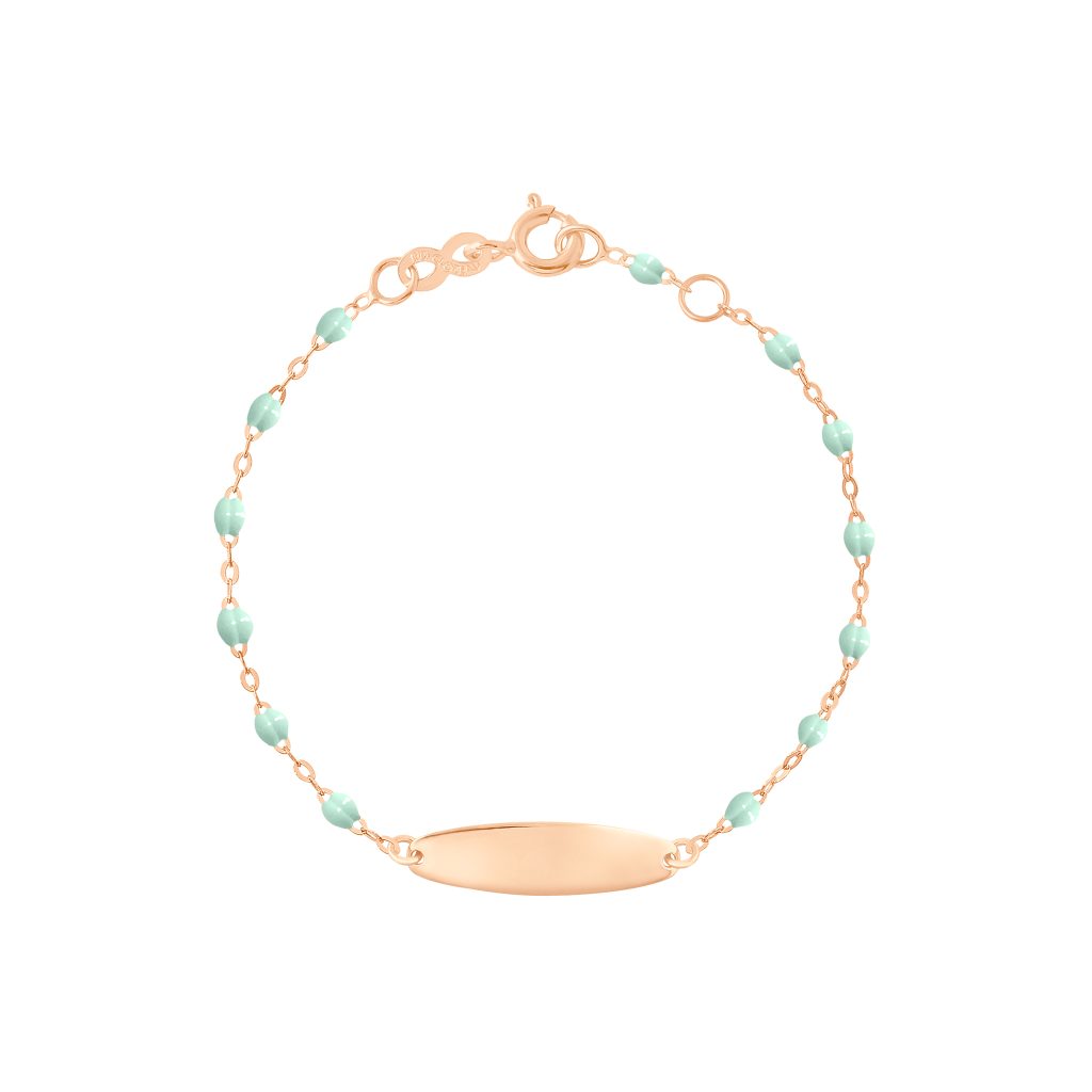 bracelet jade little gigi, plaque ovale, or rose, 13 cm