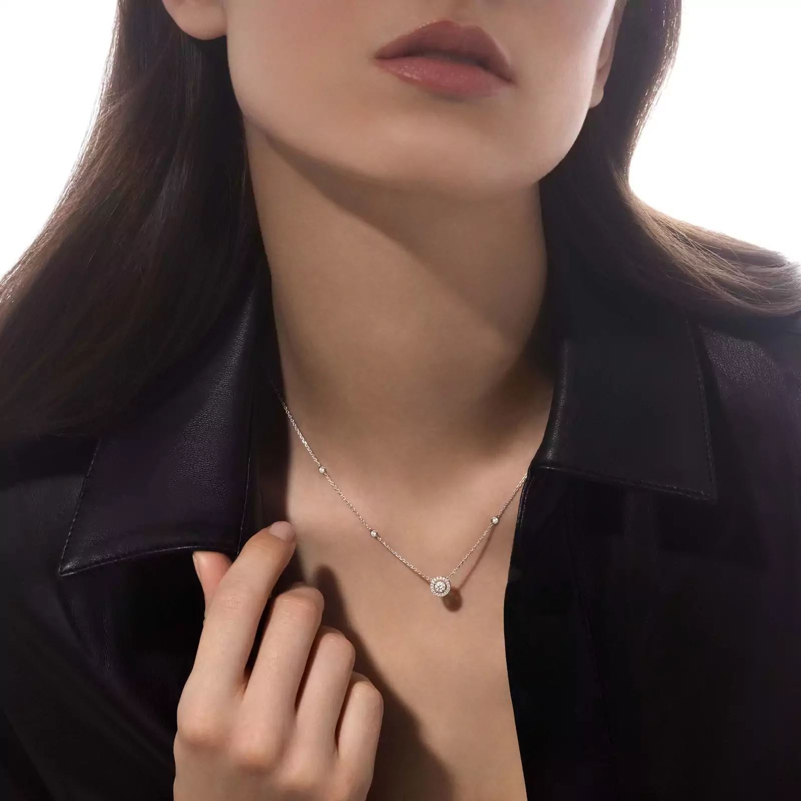 collier joy diamant rond, or blanc
