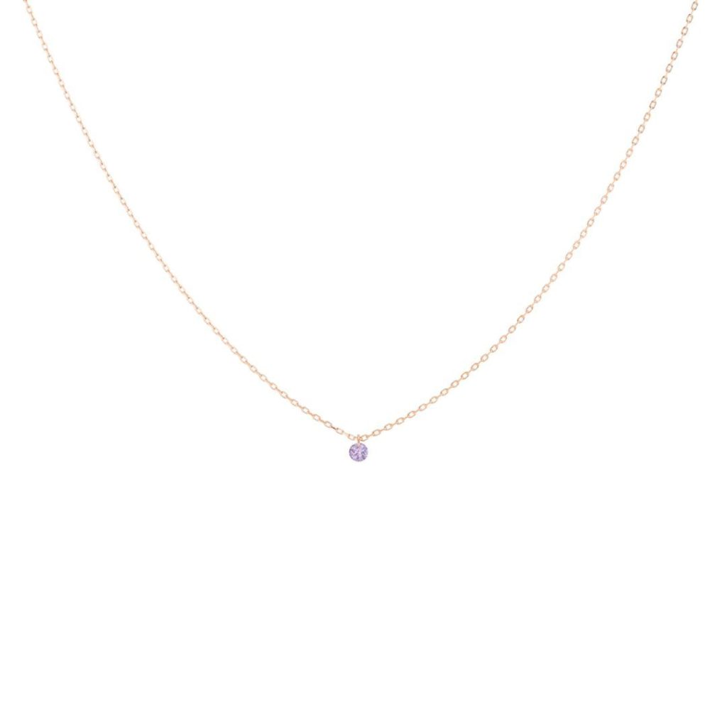 collier mini confetti améthyste, or rose