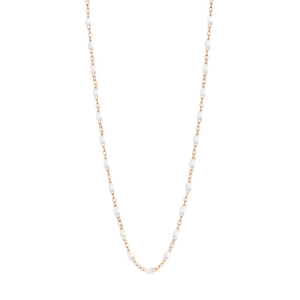 collier blanc classique gigi, or rose, 42 cm.