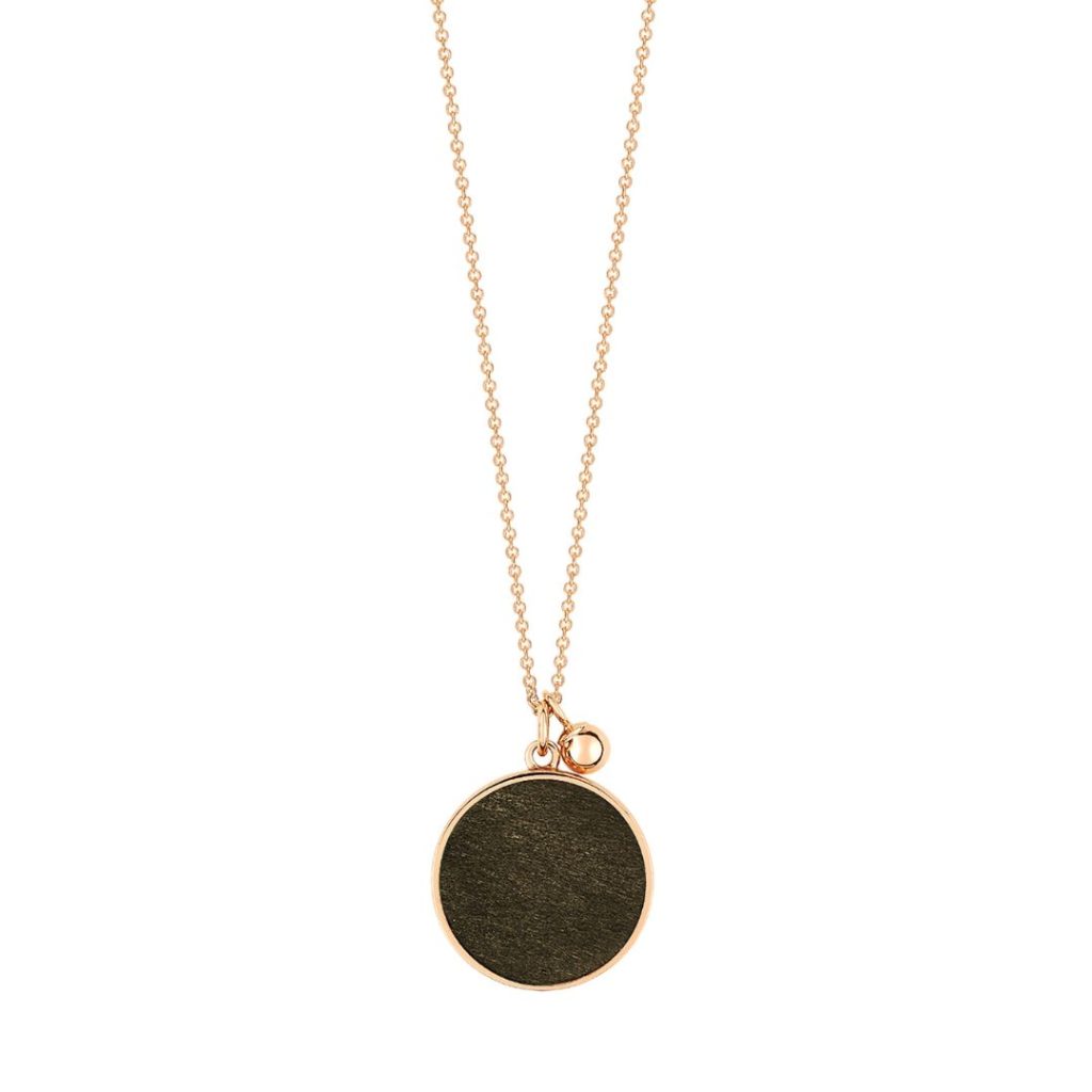 collier ever disc obsidienne dorée, or rose