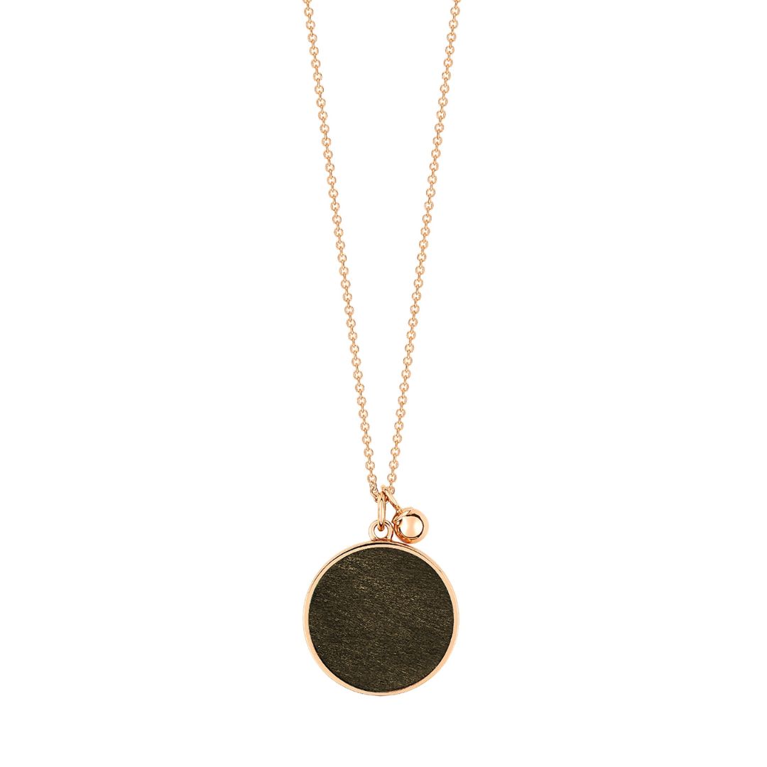 collier ever disc obsidienne dorée, or rose