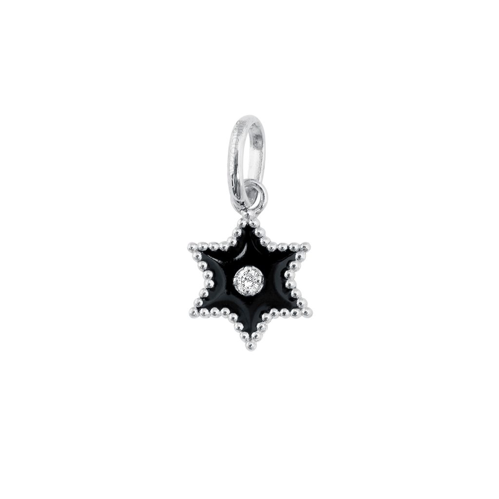 pendentif noir etoile star, diamant, or blanc
