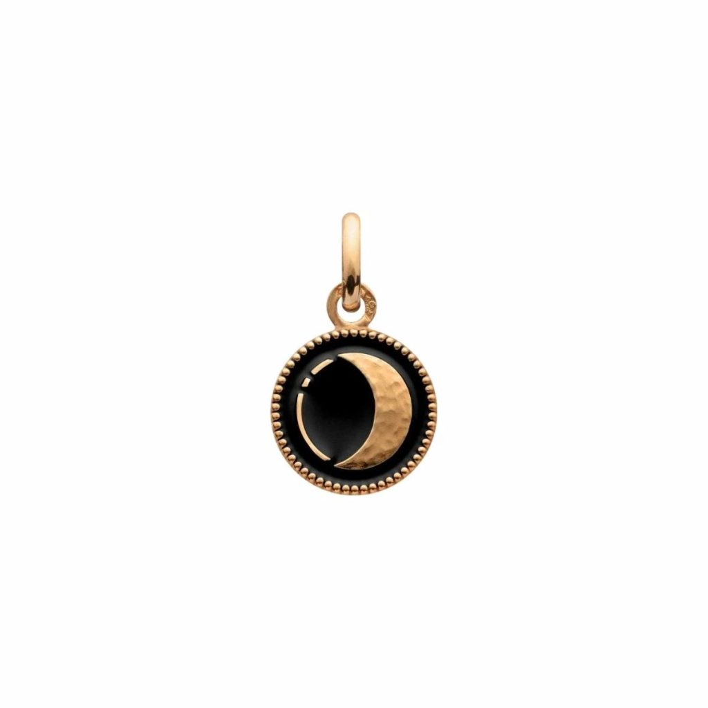 médaille lune noir, or rose