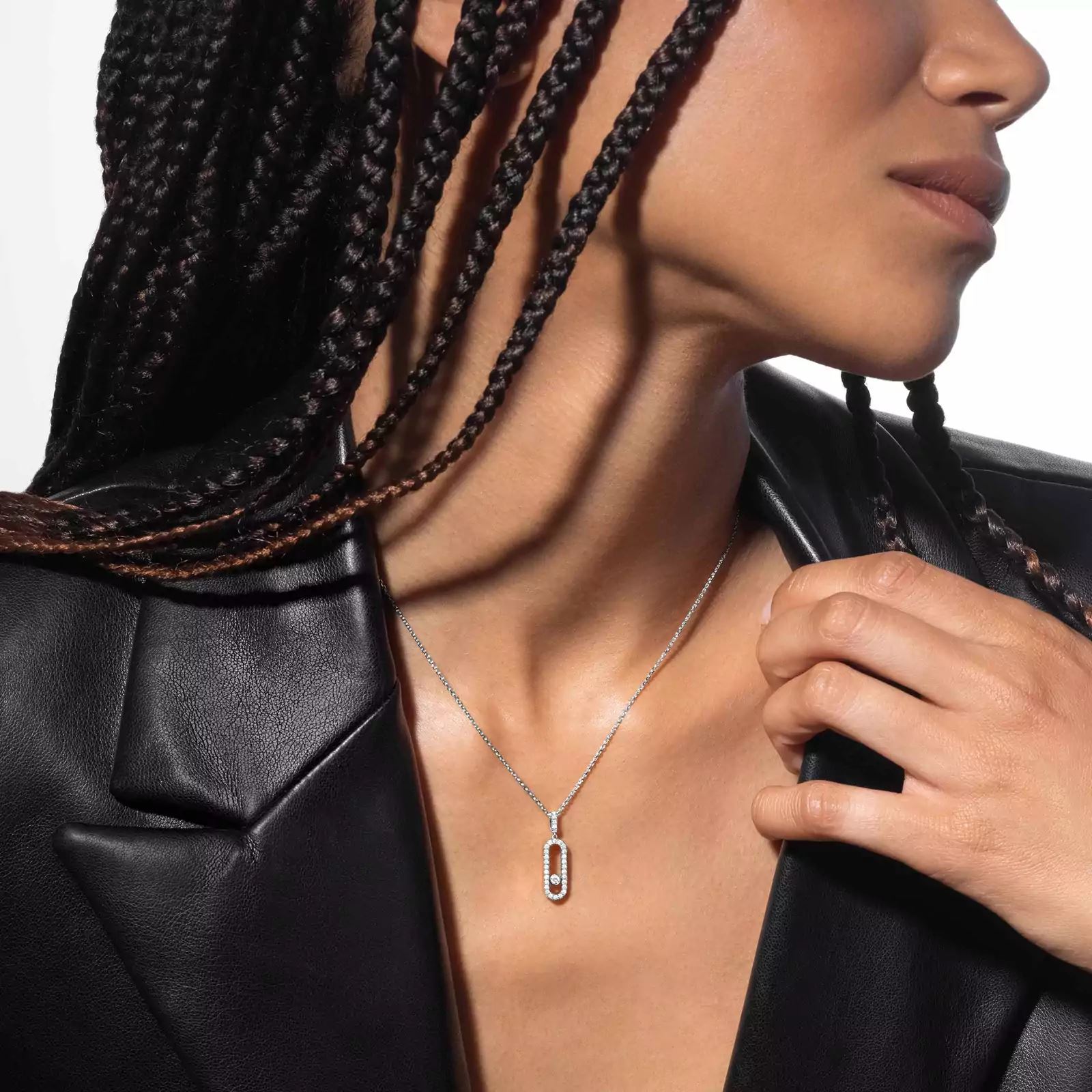 collier move uno gm pavé, or blanc