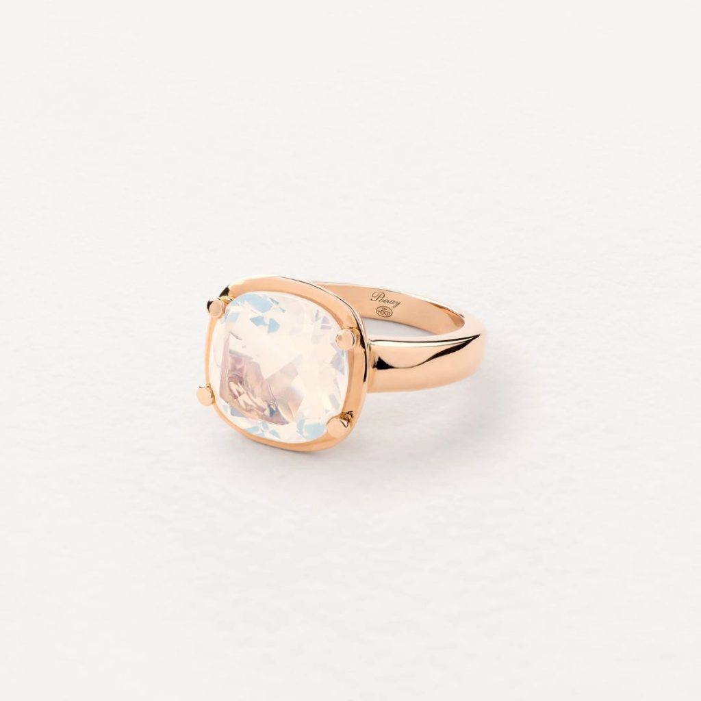 bague filles antik quartz milky, or rose, t 53