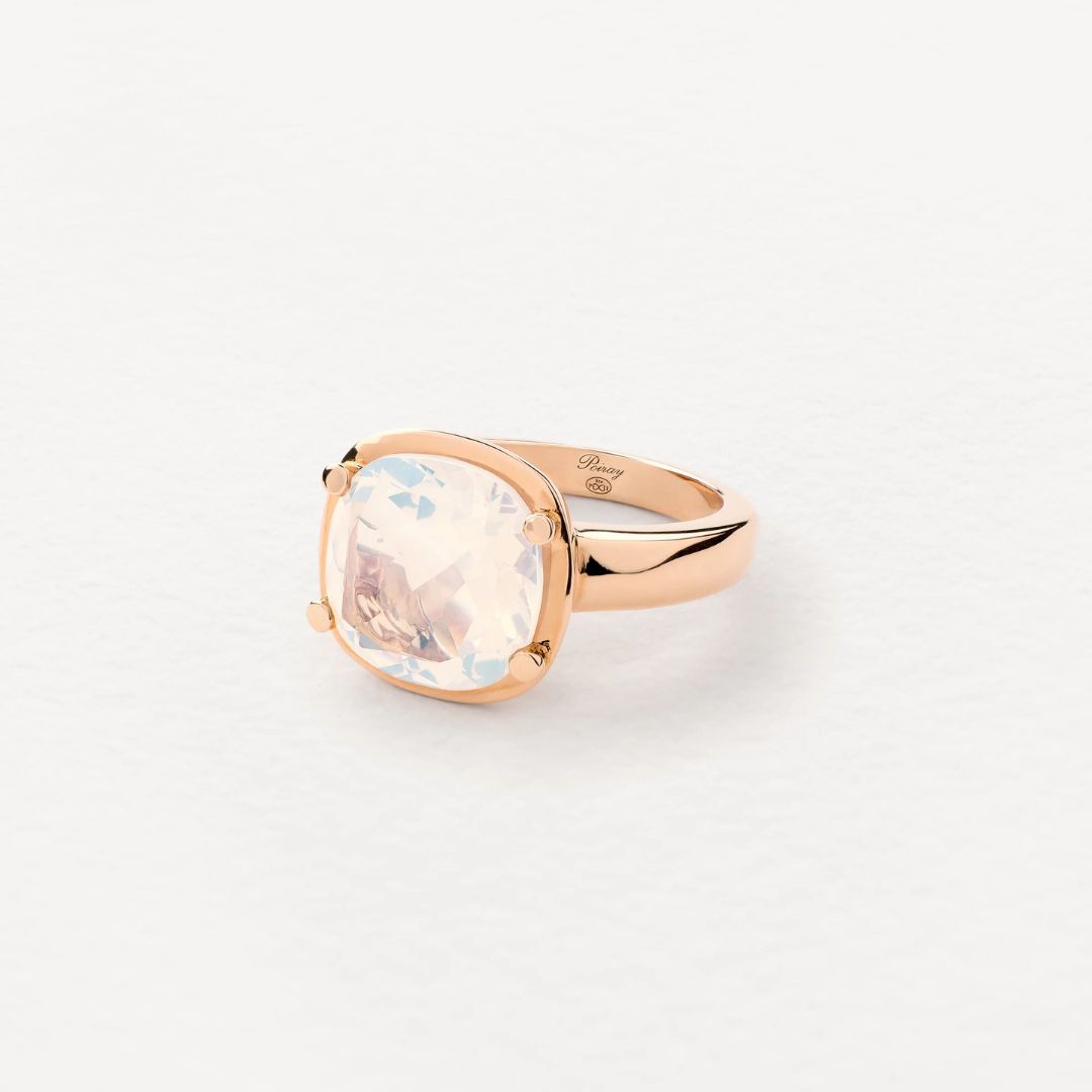 bague filles antik quartz milky, or rose, t 53