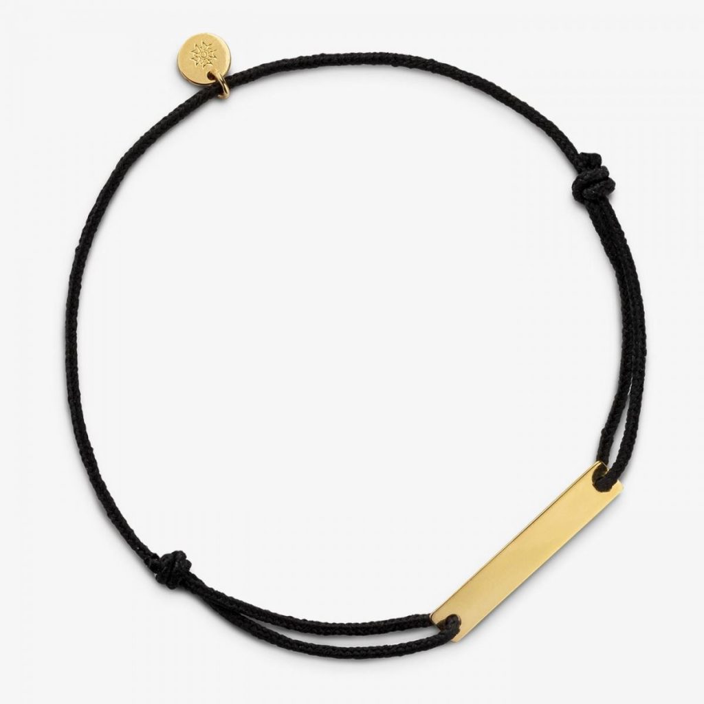 bracelet gourmette réglisse cordon, or jaune