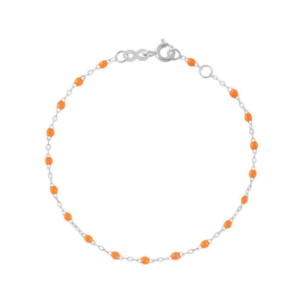 bracelet orange fluo classique gigi, or blanc, 17 cm