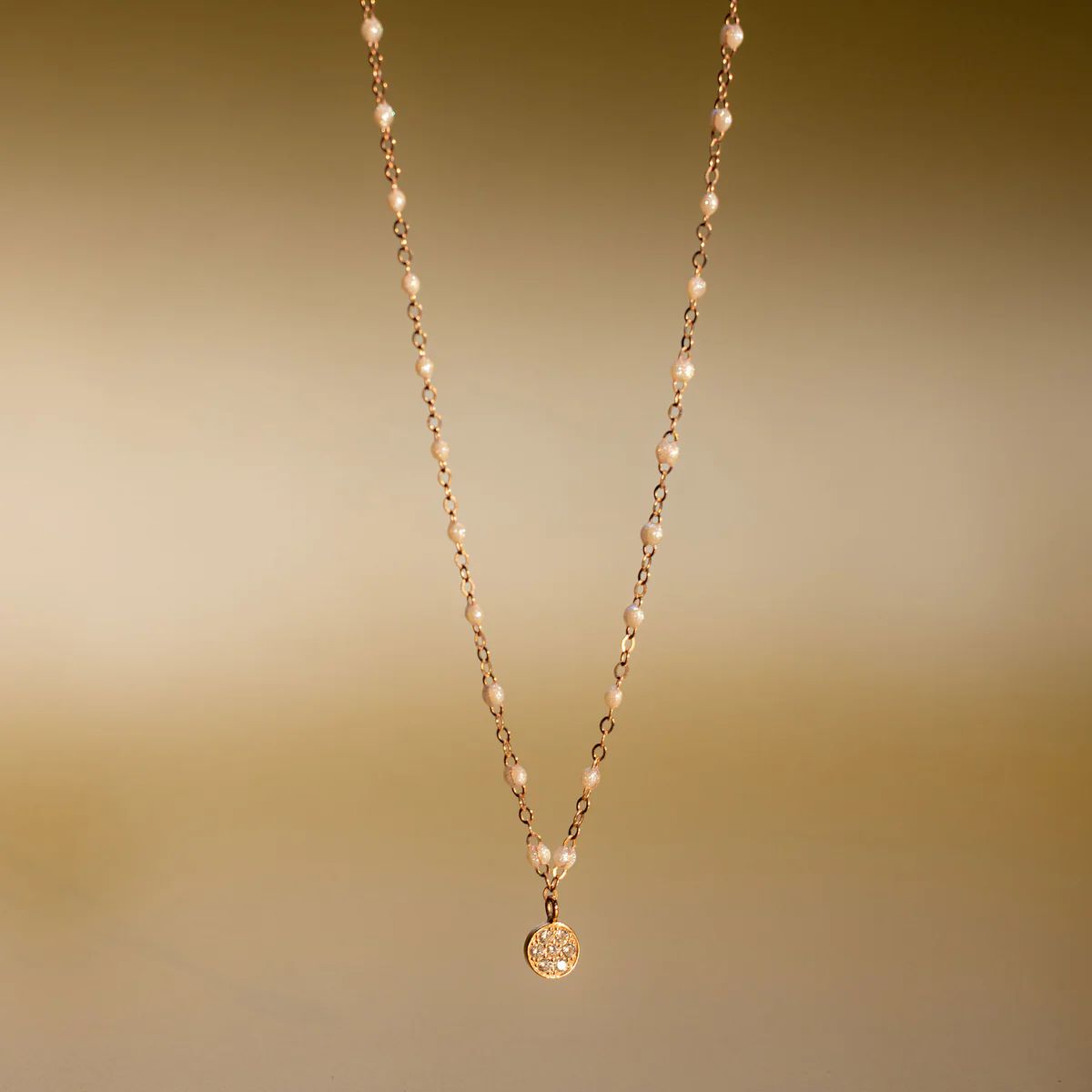collier opale puce, diamants, or rose, 42 cm