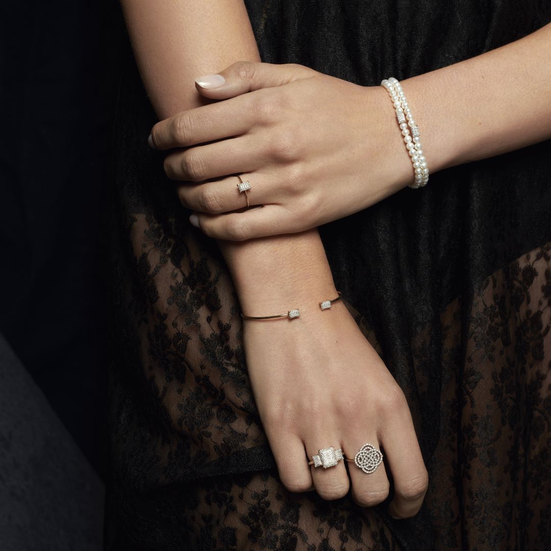 bague mini diamond midnight, or rose, t 53