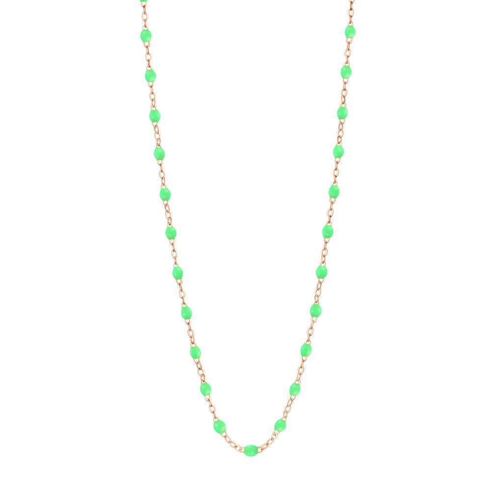 collier vert fluo classique gigi, or rose, 50 cm