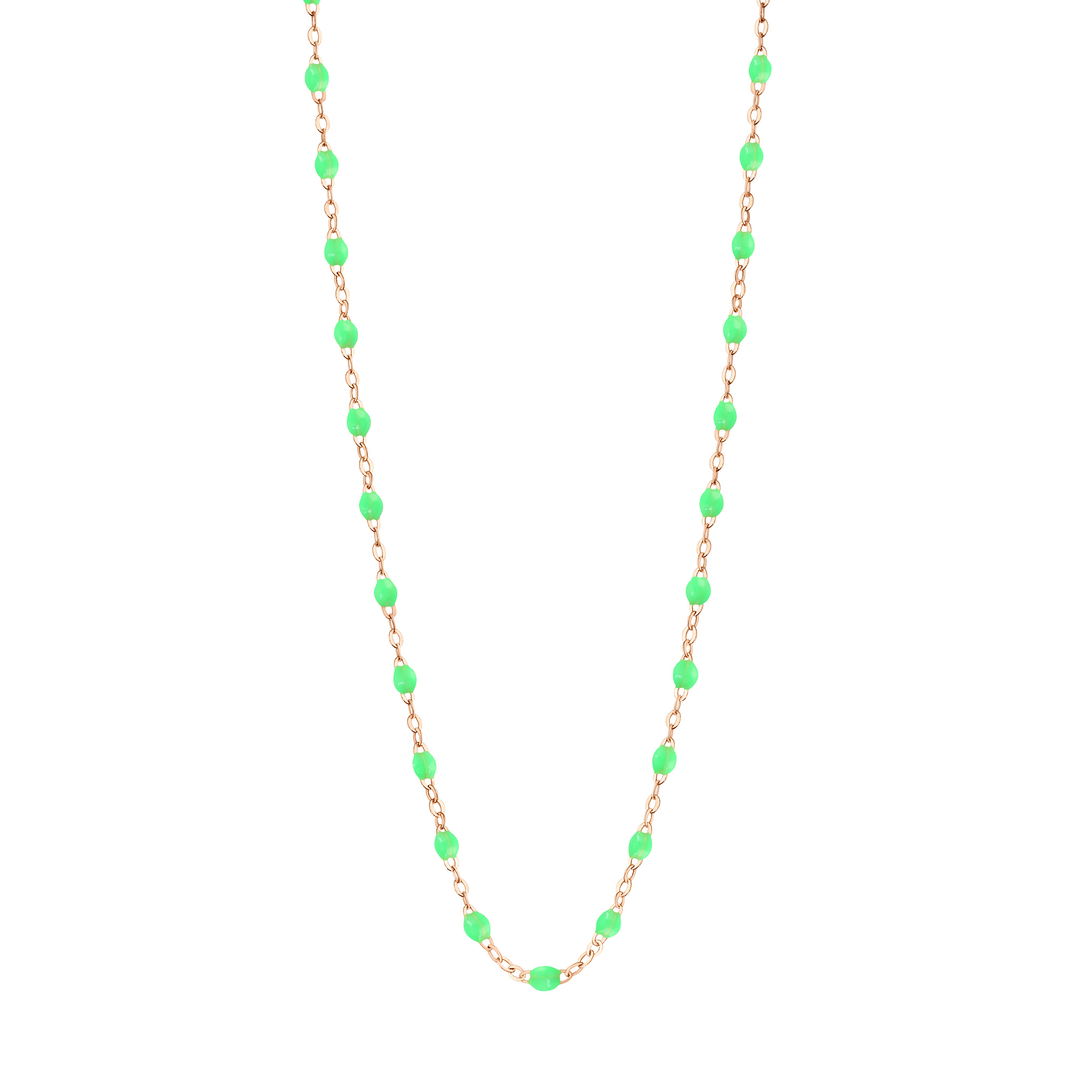 collier vert fluo classique gigi, or rose, 50 cm