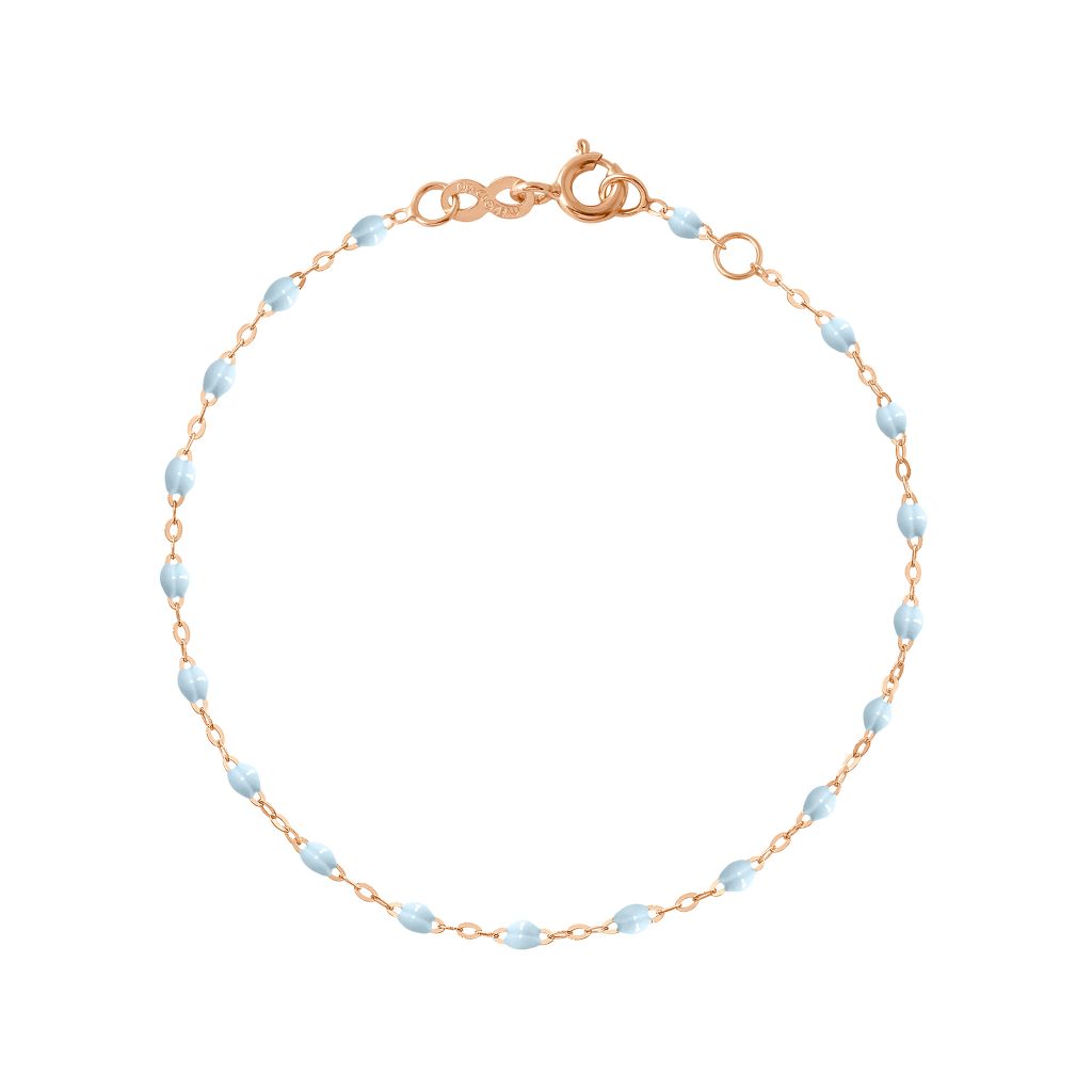 bracelet bleu layette classique gigi, or rose, 17 cm