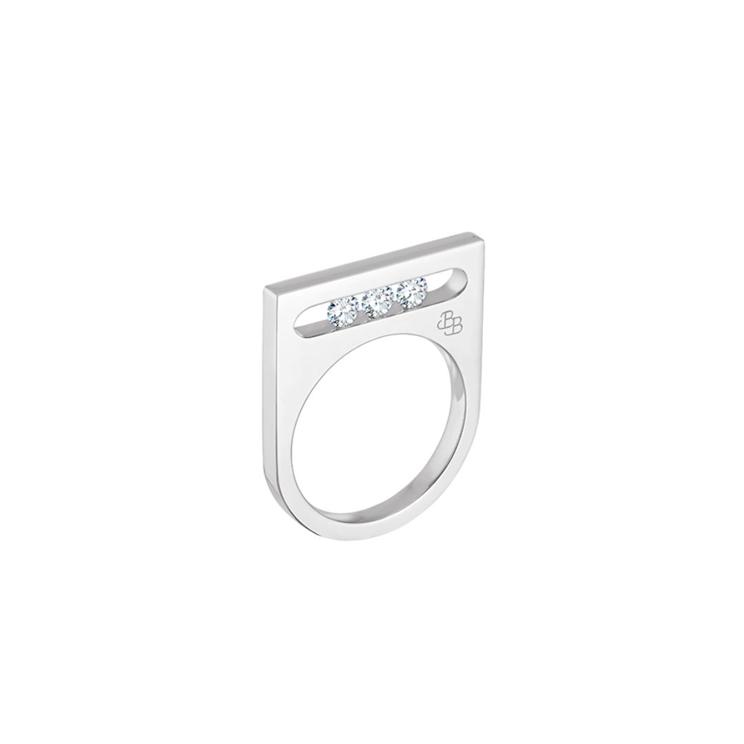 bague funambule, diamants, or blanc, t54