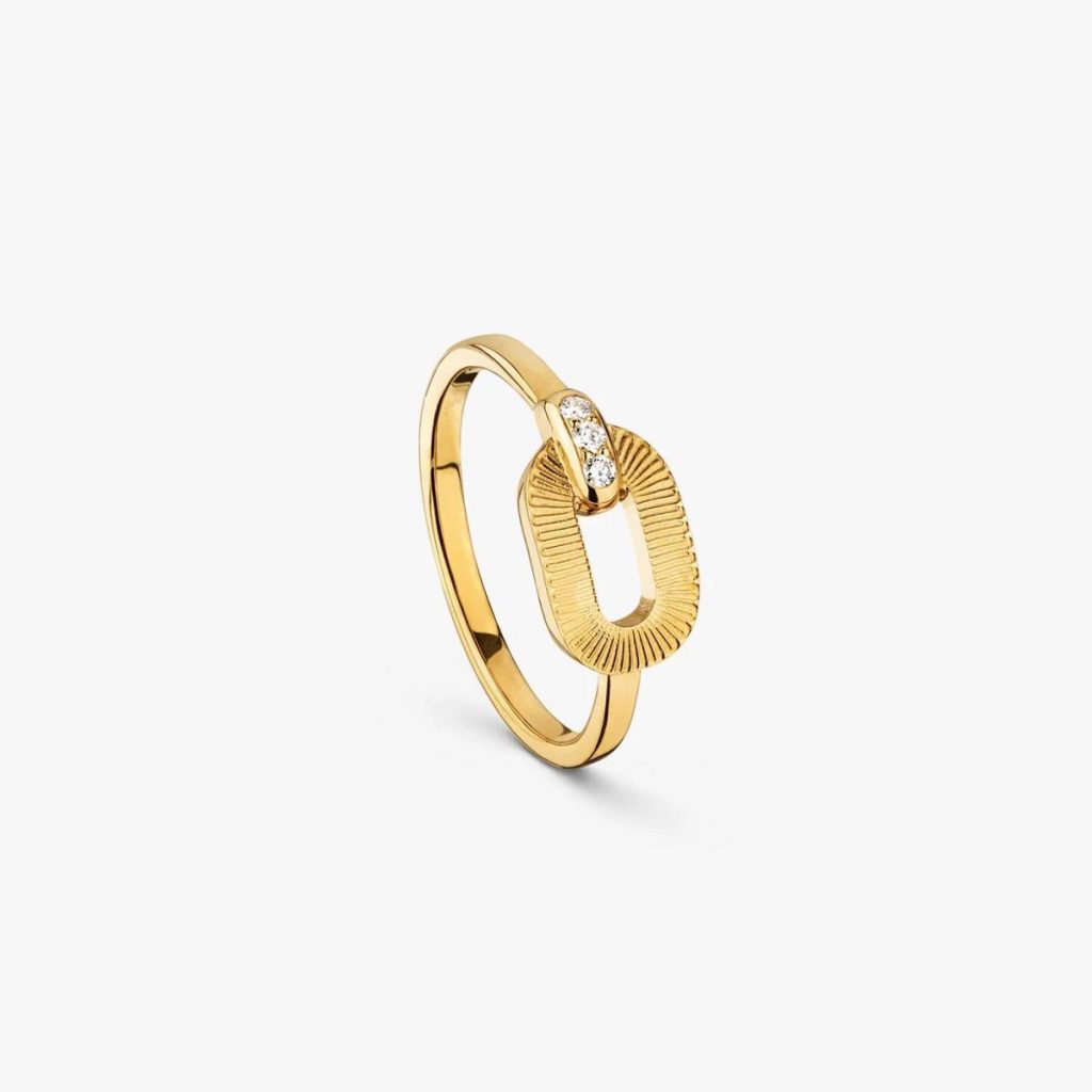 bague ruban, diamants, or jaune