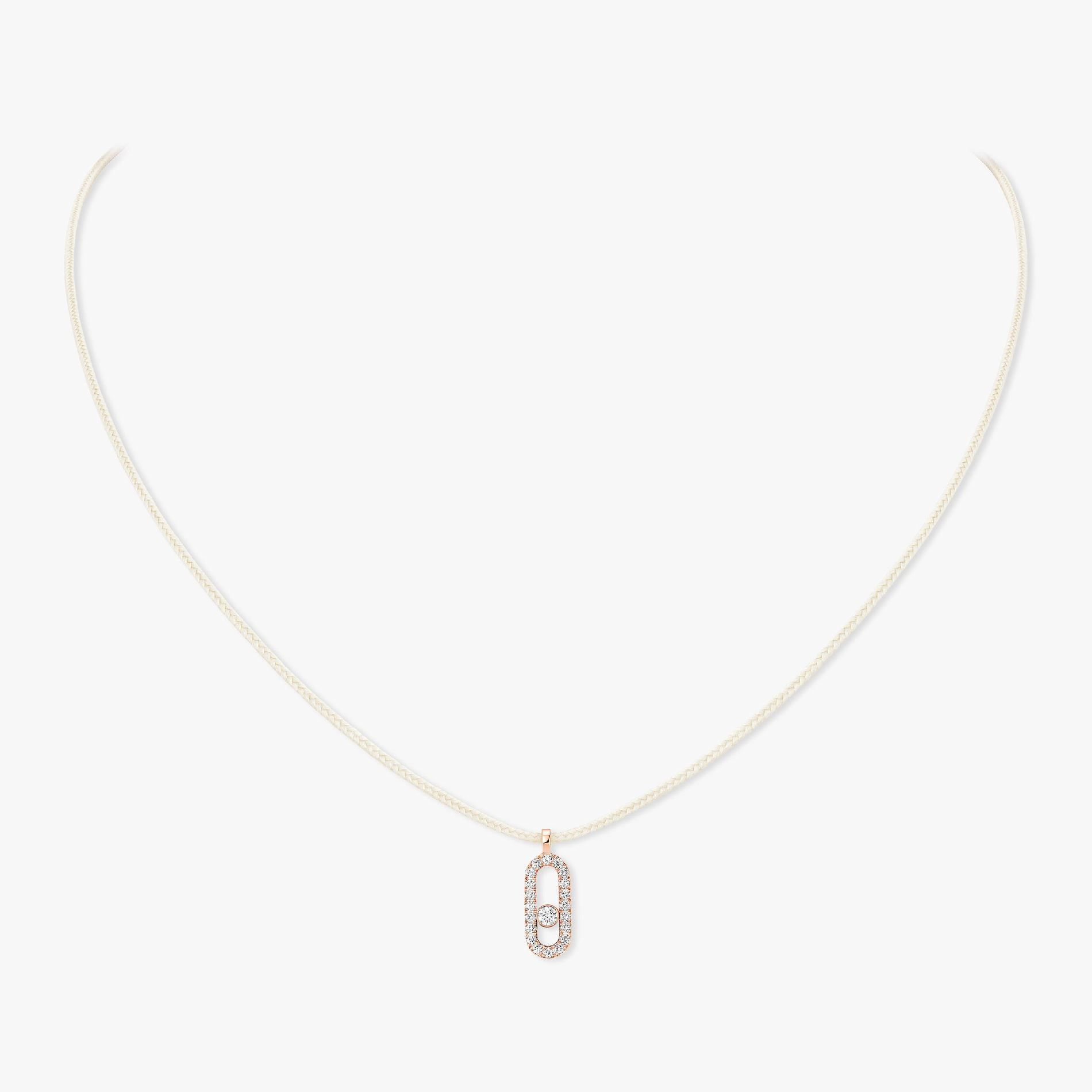 collier cordon messika care(s) crème pavé, or rose