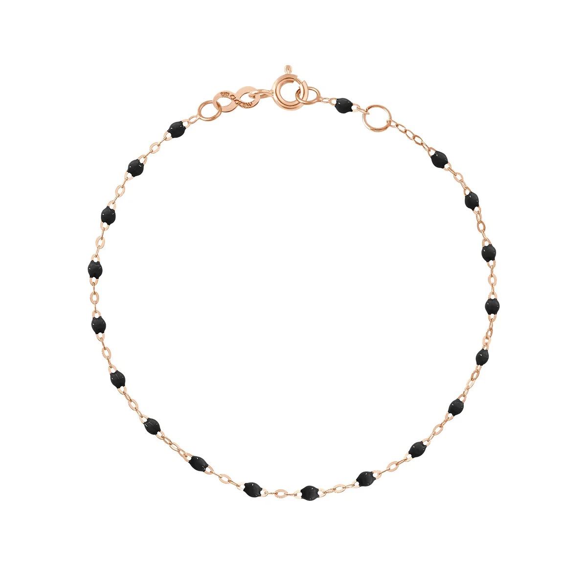 bracelet cheville noir classique gigi, or rose, 24 cm