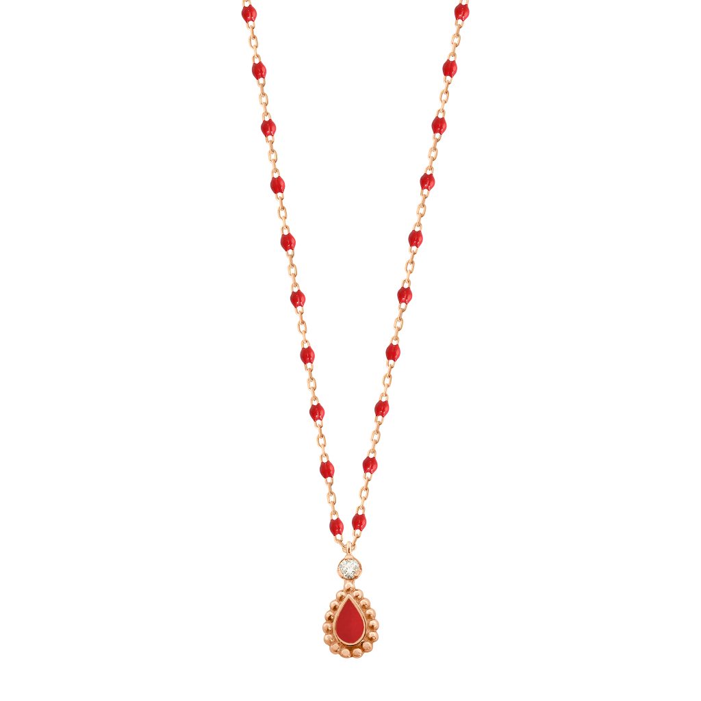collier coquelicot lucky cashmere, diamant, or rose, 42 cm