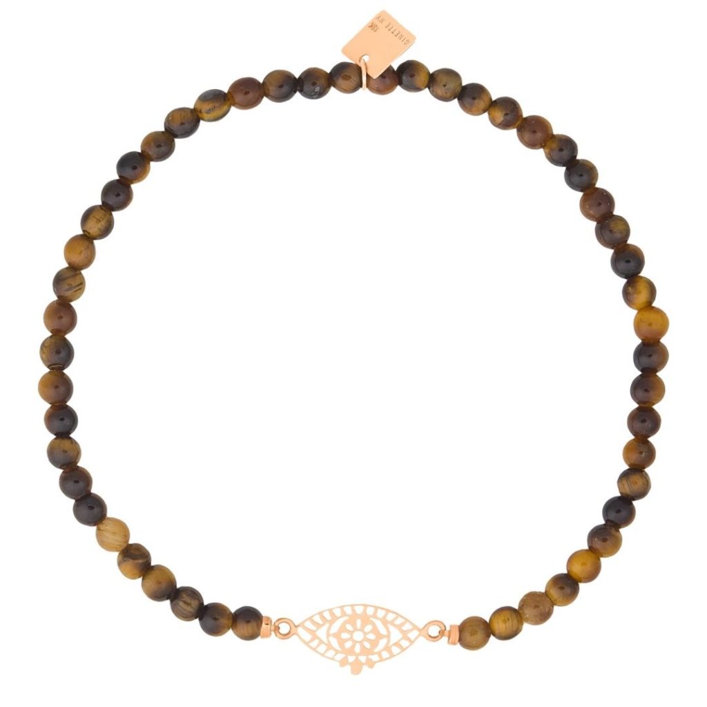 bracelet twenty œil de tigre et ajna or rose