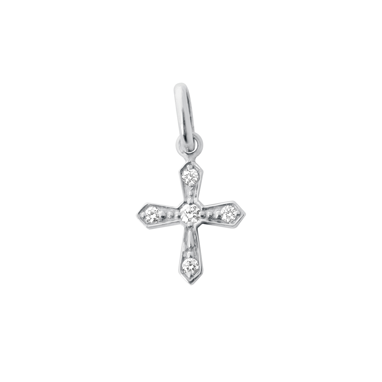 pendentif croix vintage, diamants, or blanc