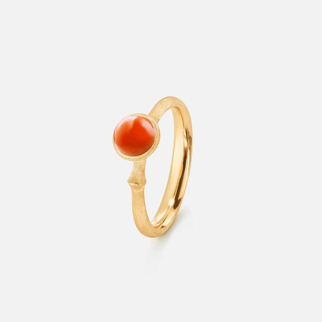 bague lotus 0 corail rouge, or jaune, t 52