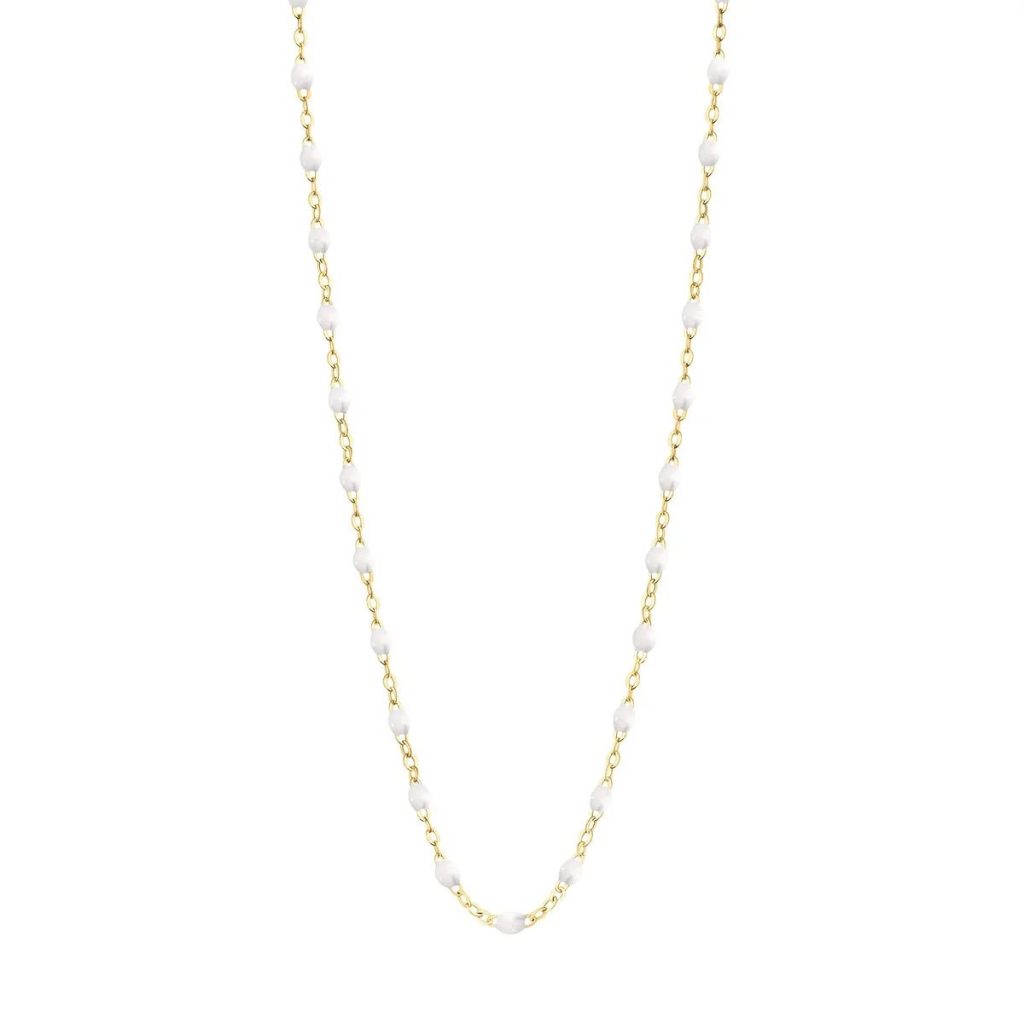 collier blanc classique gigi, or jaune, 42 cm
