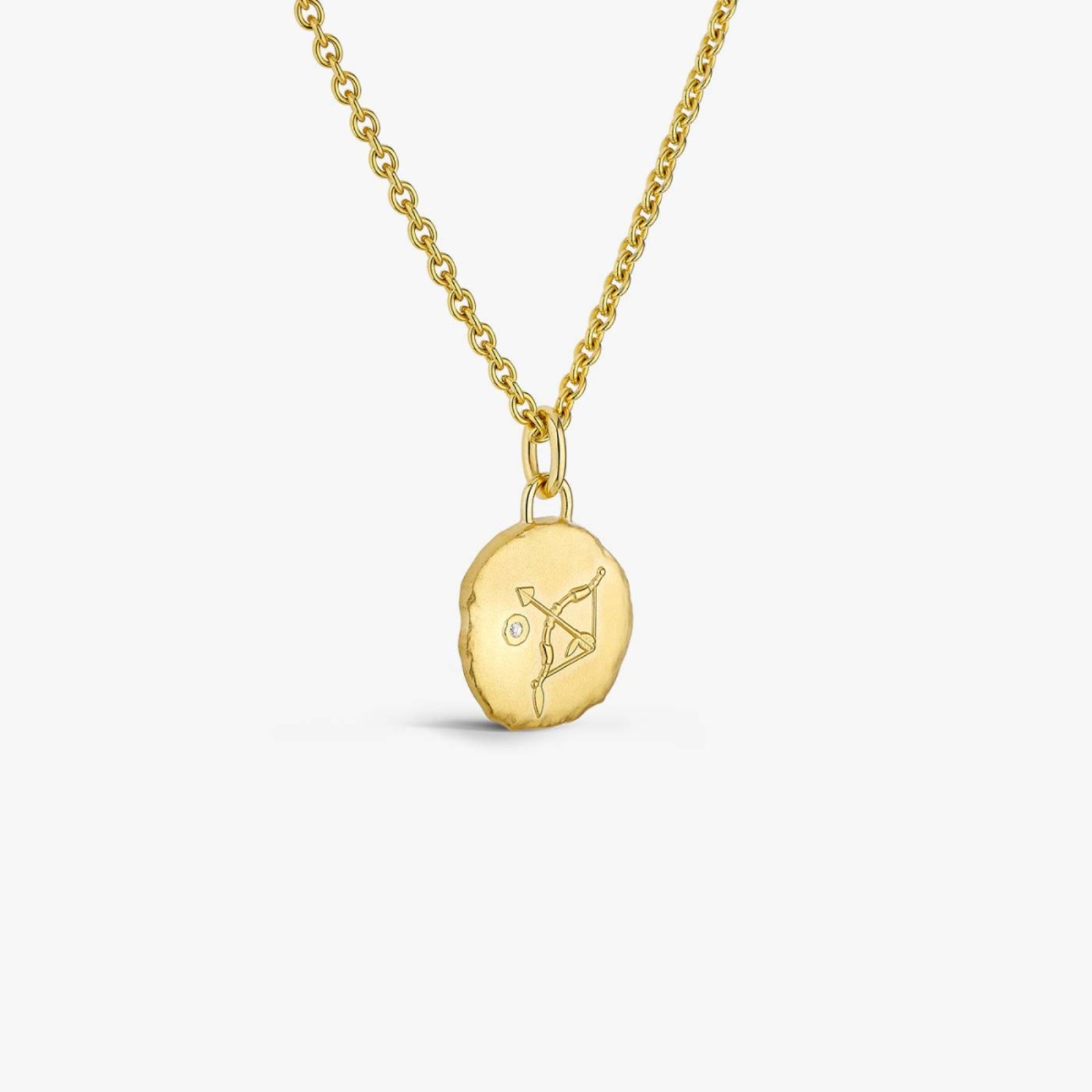 médaille astro sagittaire diamant, or jaune