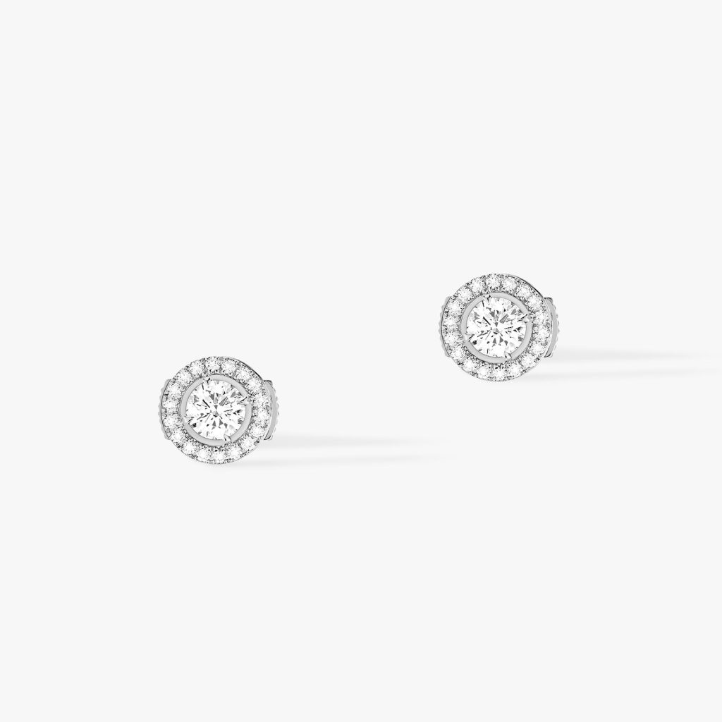 boucles d'oreilles joy diamants ronds, or blanc