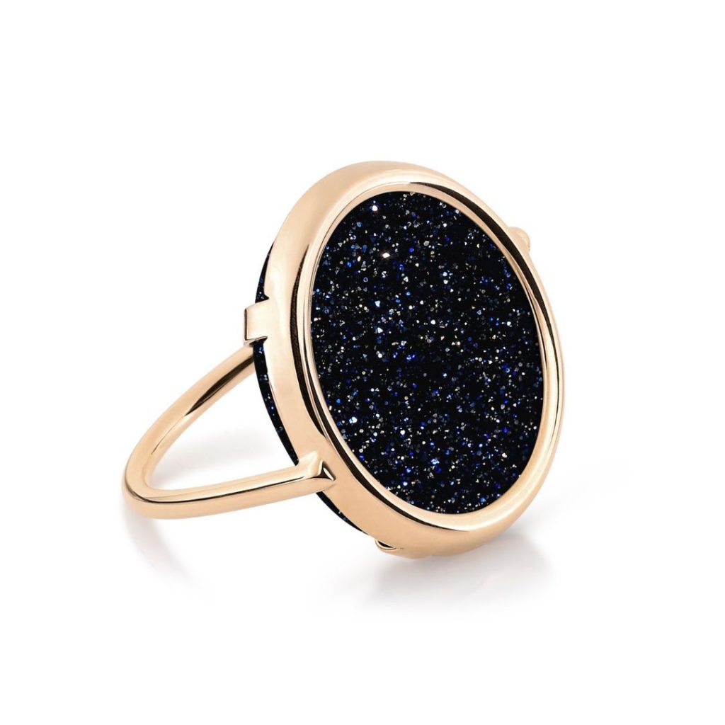 bague disc ring ajna blue sandstone, or rose, t 52