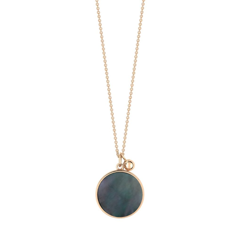 collier ever disc nacre noire, or rose