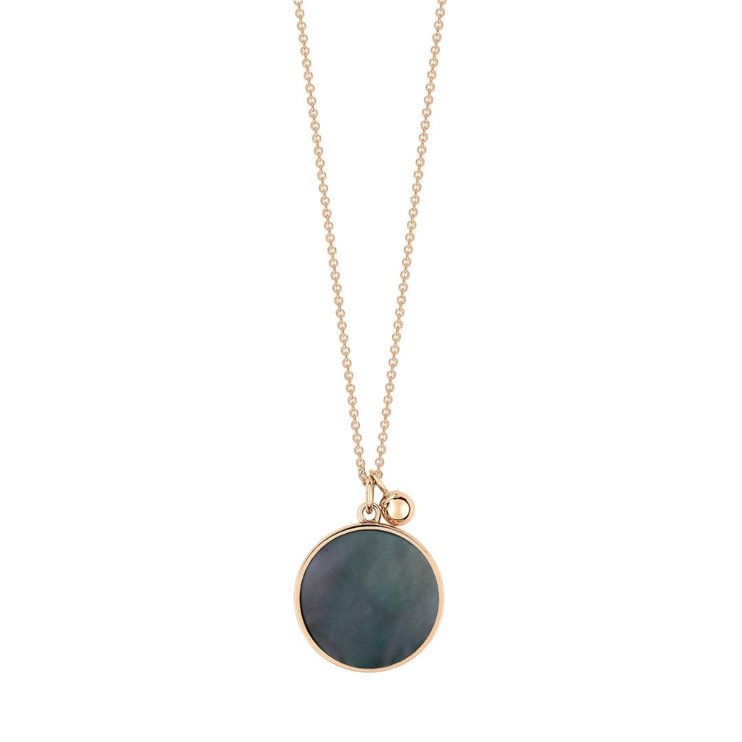 collier ever disc nacre noire, or rose