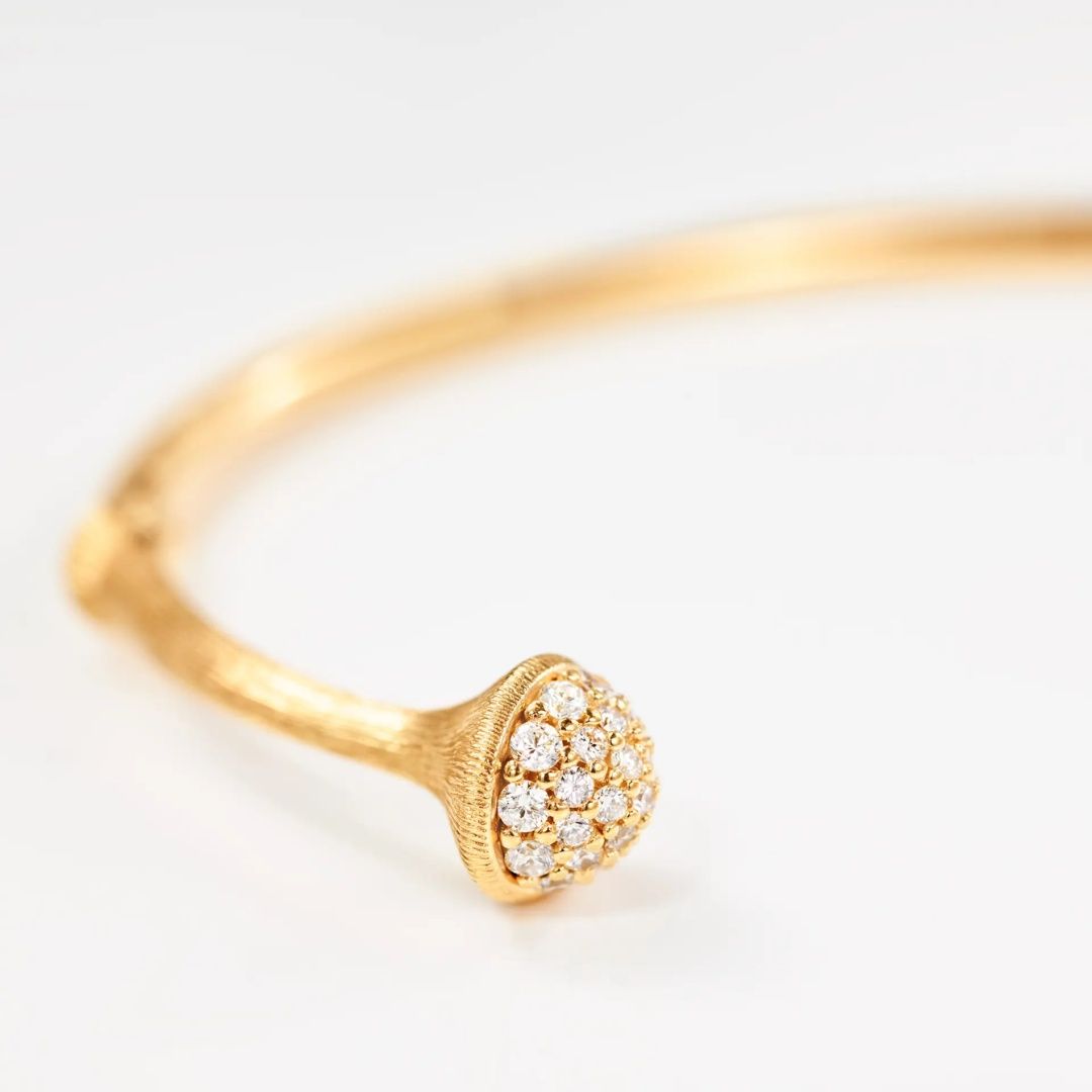 jonc nature pavé diamants, or jaune