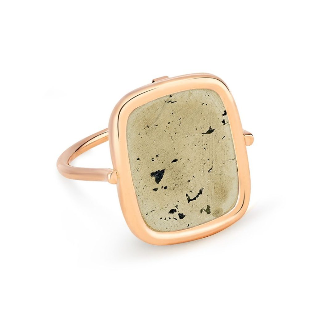 bague antique pyrite, or rose, t 56
