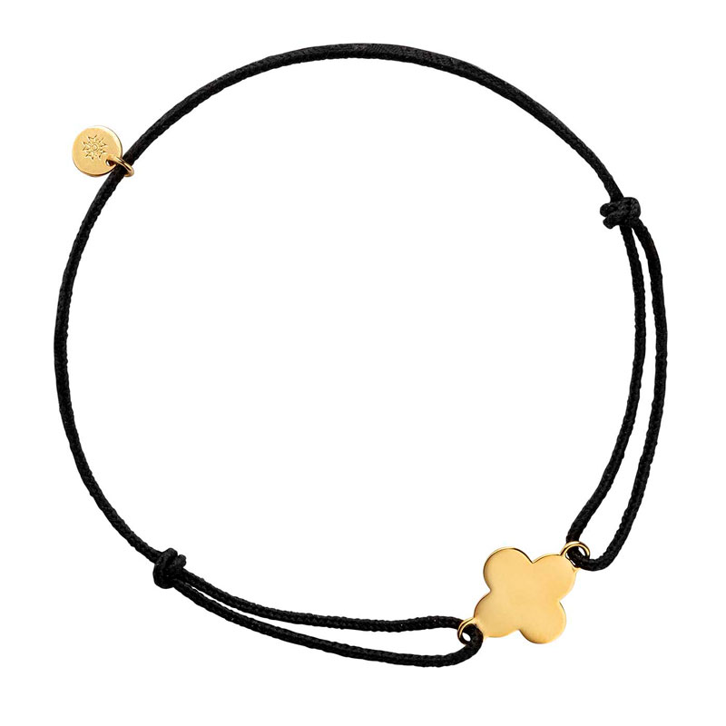 bracelet trèfle cordon, or jaune
