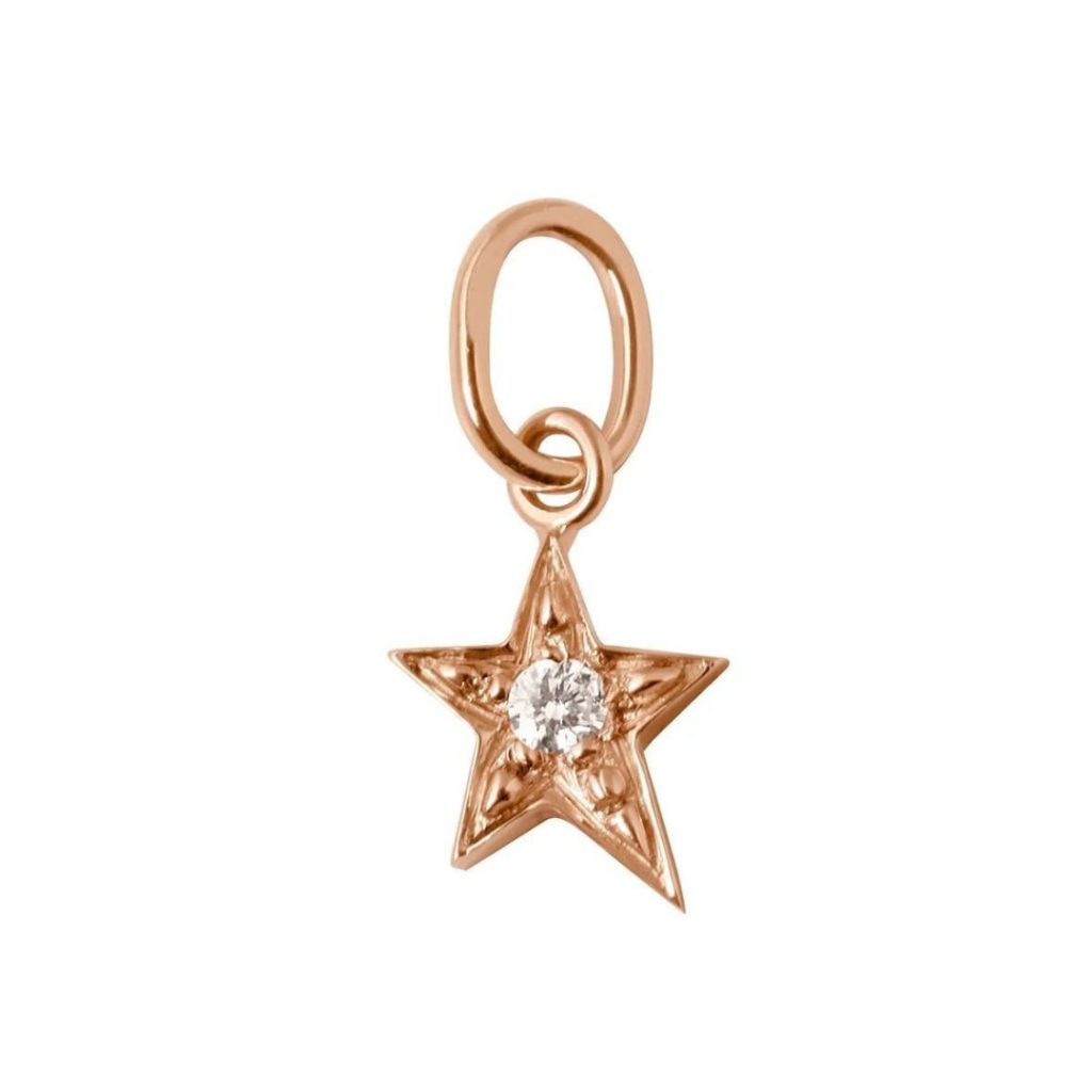 pendentif etoile, diamant, or rose