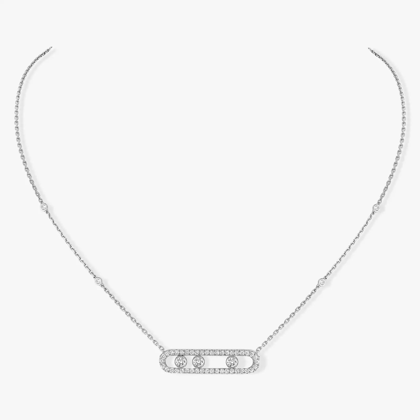 collier move pavé, or blanc