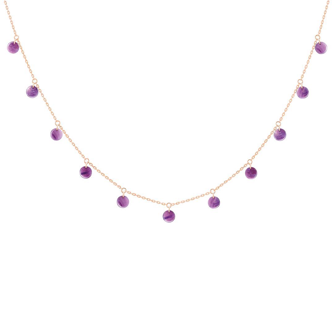 collier polka lépidolite, or rose